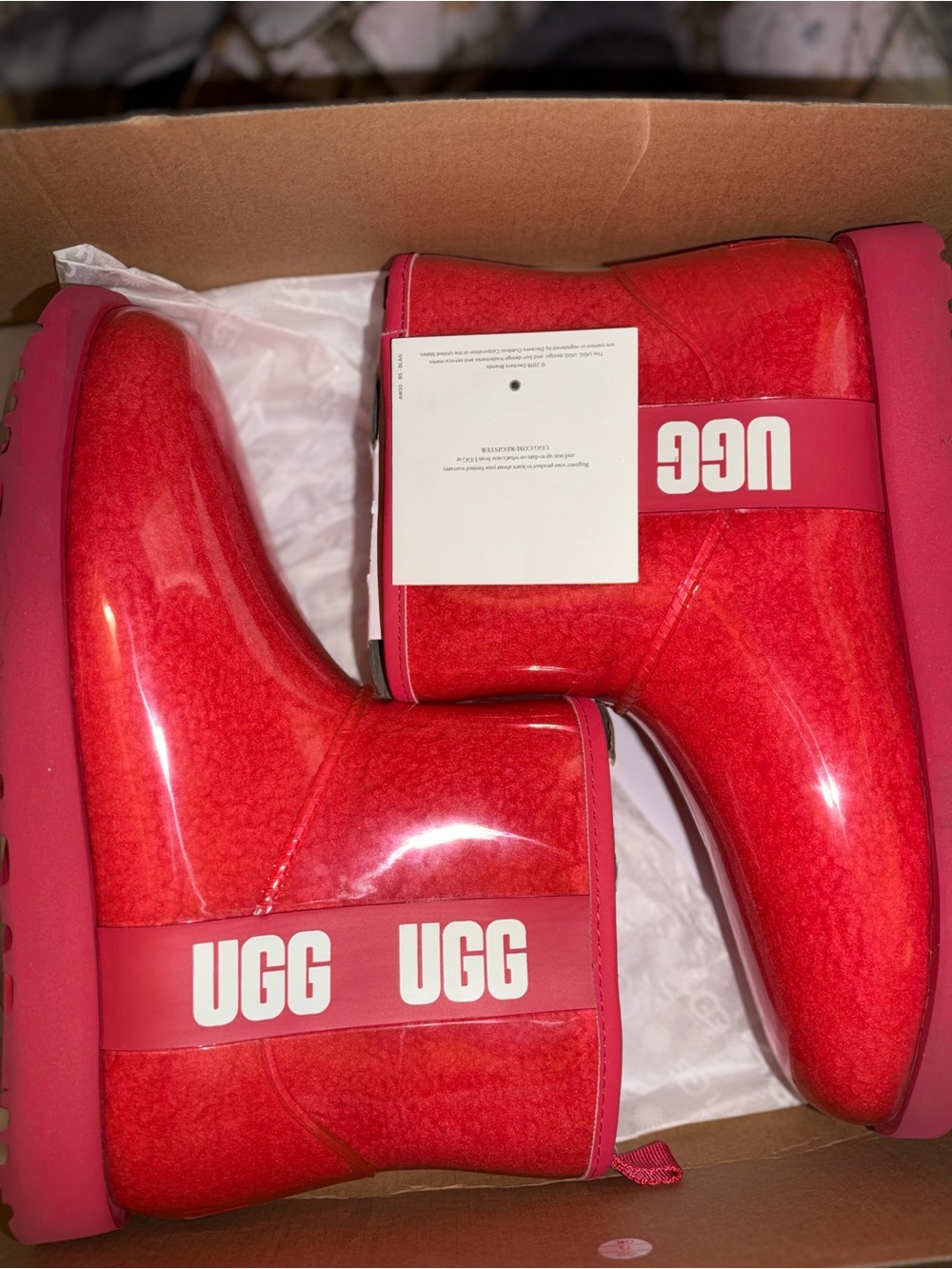 UGG Women's pink Glossy Heeled Boots